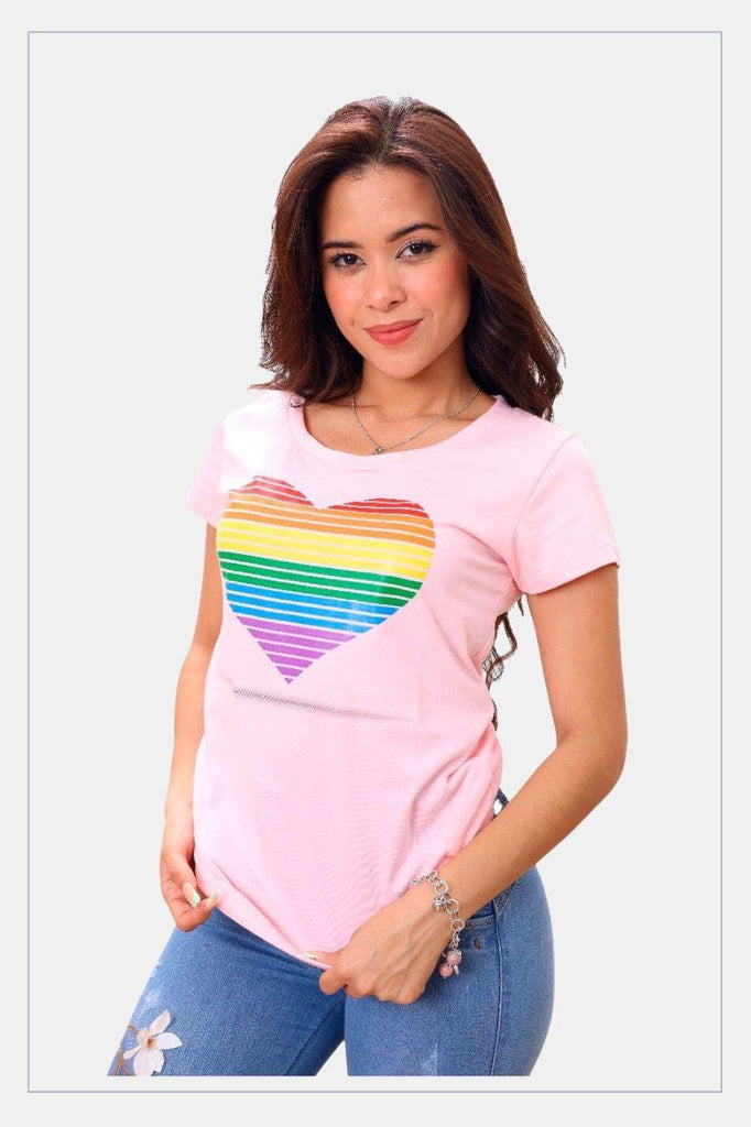 Pride t-shirt LGTBQ community Gay Model Rainbow Heart - Tainowears NYC
