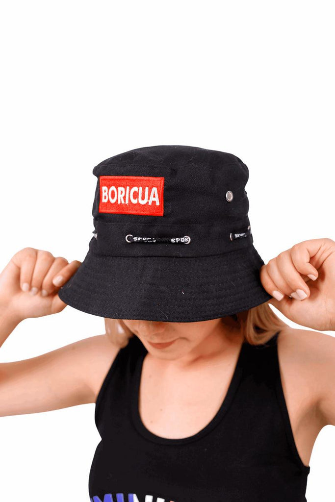 Puerto Rico Bucket Hats Black, Unisex, Polycotton - Tainowears NYC