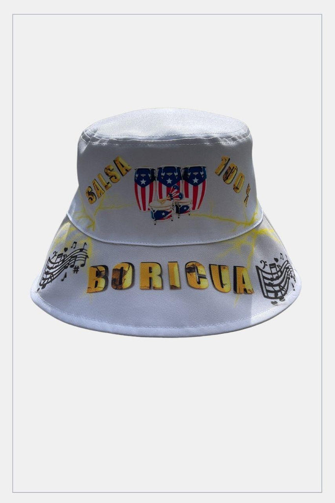 Puerto Rico Bucket Hats White Boricua PR - Tainowears NYC