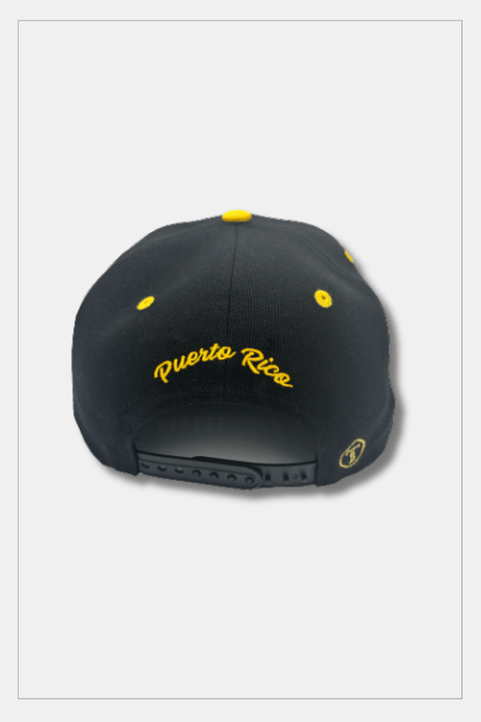 Puerto Rico Caps Exclusive Design PR Golden Yellow Black - Tainowears NYC