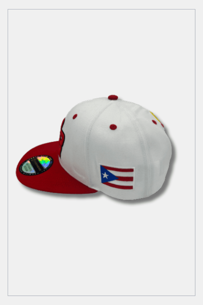 Puerto Rico Caps Exclusive Design White Red PR Red - Tainowears NYC