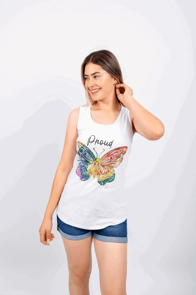 Puerto Rico Pride ButterFly White Tank top Fit Size - Shop Now! - Tainowears NYC