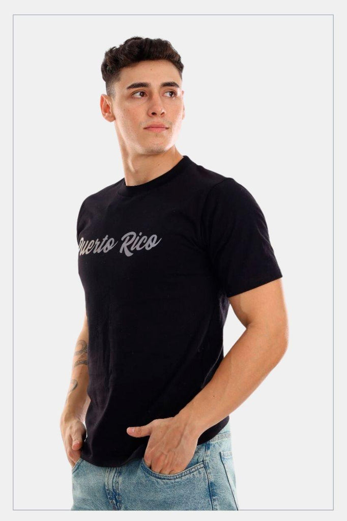 Puerto Rico silver T-Shirt, black unisex - Tainowears NYC