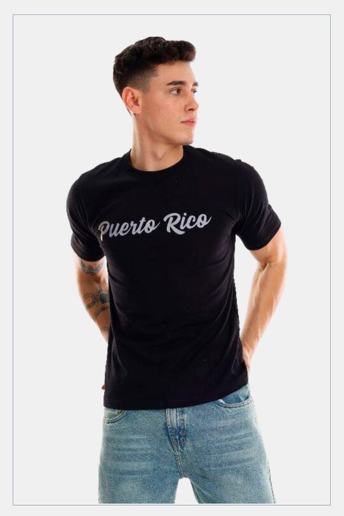 Puerto Rico silver T-Shirt, black unisex - Tainowears NYC