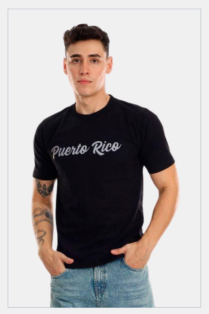 Puerto Rico silver T-Shirt, black unisex - Tainowears NYC