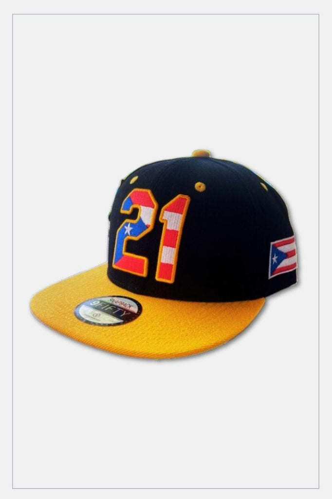 Puerto Rico Caps Exclusive Design 21 Flag Golden Black Yellow - Tainowears NYC